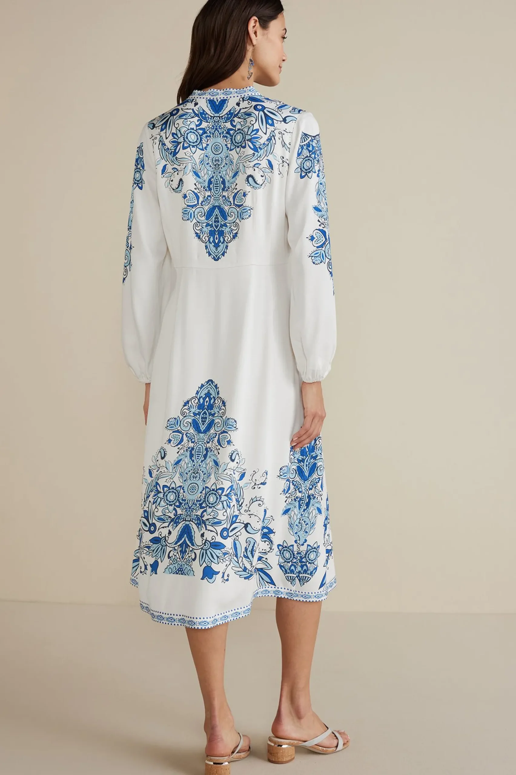 Into The Blues|Global Artistry-Soft Surroundings Petites Louise Midi Dress Perissa Scarf