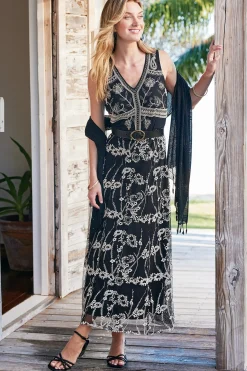 Global Artistry|Dresses-Soft Surroundings Petites Olivia Maxi Dress Black