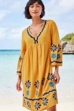 Global Artistry|Dresses-Soft Surroundings Petites Petra Short Dress Golden Glow