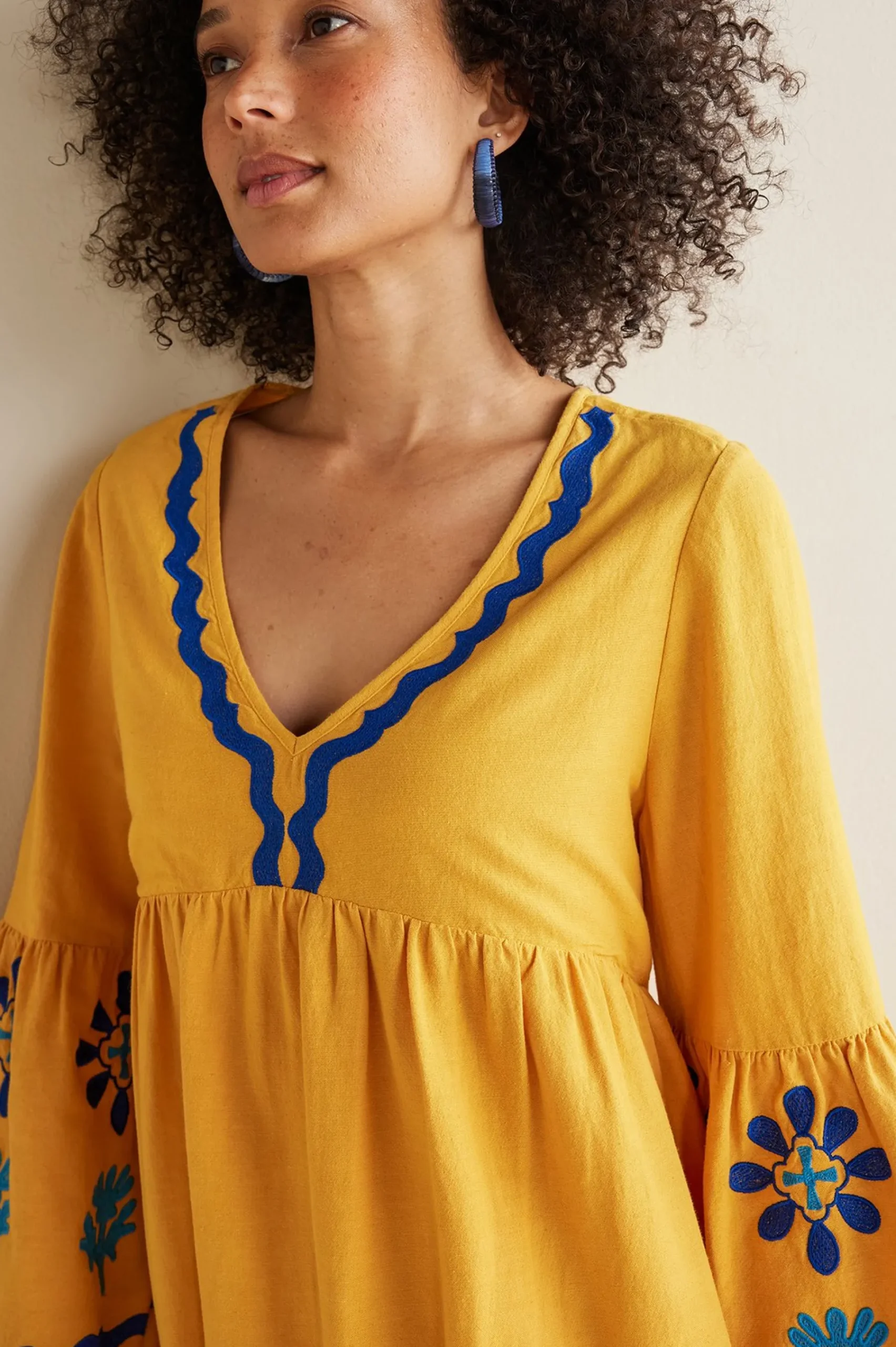 Global Artistry|Dresses-Soft Surroundings Petites Petra Short Dress Golden Glow