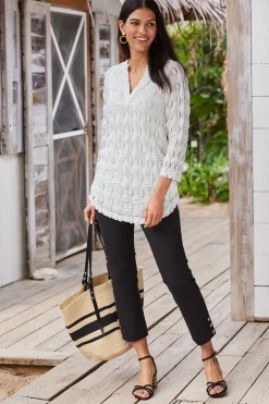 Feminine Flourish|Global Artistry-Soft Surroundings Petites Priya Knit Lace Tunic White