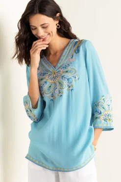 Into The Blues|Global Artistry-Soft Surroundings Petites River Island Tunic Aquamarine
