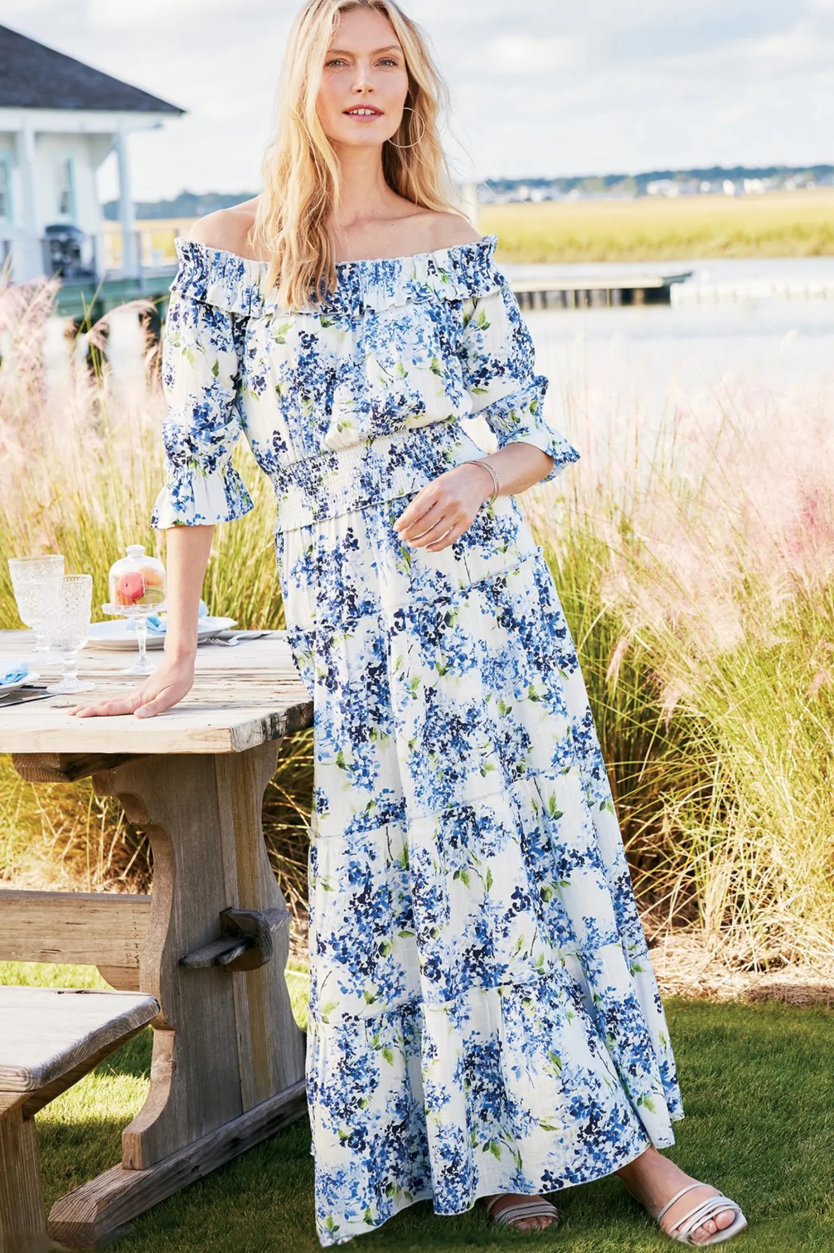 Into The Blues|The Floral Shop-Soft Surroundings Petites Rosana Maxi Dress Wisteria