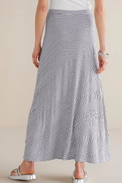 Global Artistry|Skirts-Soft Surroundings Petites Rosemary Skirt Black/White Stripe
