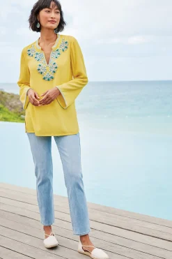 Global Artistry-Soft Surroundings Petites Soraya Embellished Tunic Sunstruck