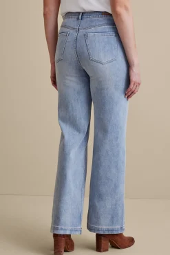 Everyday Styles|Wear Now Styles-Soft Surroundings Petites Ultimate Denim Wide Leg Jeans Ocean Air Wash