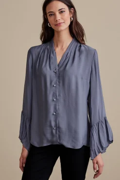 long sleeve|shirts-Soft Surroundings Petites Valerie Shirt Nightshadow Blue