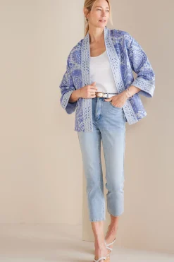 Global Artistry|Jackets & Coats-Soft Surroundings Petites Verrado Jacket Indigo Paisley