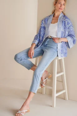 Global Artistry|Jackets & Coats-Soft Surroundings Petites Verrado Jacket Indigo Paisley