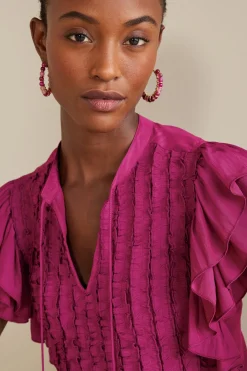 Feminine Flourish-Soft Surroundings Petites Victoria Ruffle Tunic Sangria
