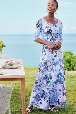 Feminine Flourish|The Floral Shop-Soft Surroundings Petites Vivienne Dress Garden Dream Blue