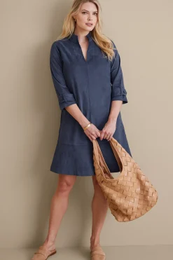 Into The Blues|casual-Soft Surroundings Rani Faux Suede Dress Navy Sea