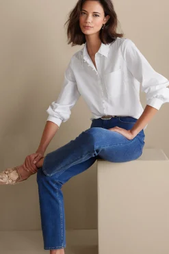 Everyday Styles|long sleeve-Soft Surroundings Rania Pearl Shirt White