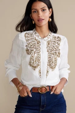 Global Artistry|long sleeve-Soft Surroundings Remi Top  Cami White