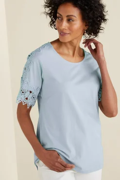 Feminine Flourish|Into The Blues-Soft Surroundings Sabrina Top Blue Bonnet