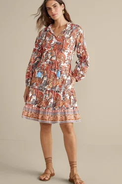 Vacation Shop|vacation dresses-Soft Surroundings Sadie Short Dress Coral Paisley