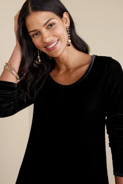 Feminine Flourish|EVelvet Styles-Soft Surroundings Santiago Stretch Velvet Dress Black