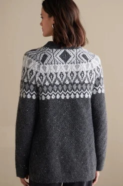 Everyday Styles|Sweaters & Cardigans-Soft Surroundings Seelie Fair Isle Sweater Dark Grey