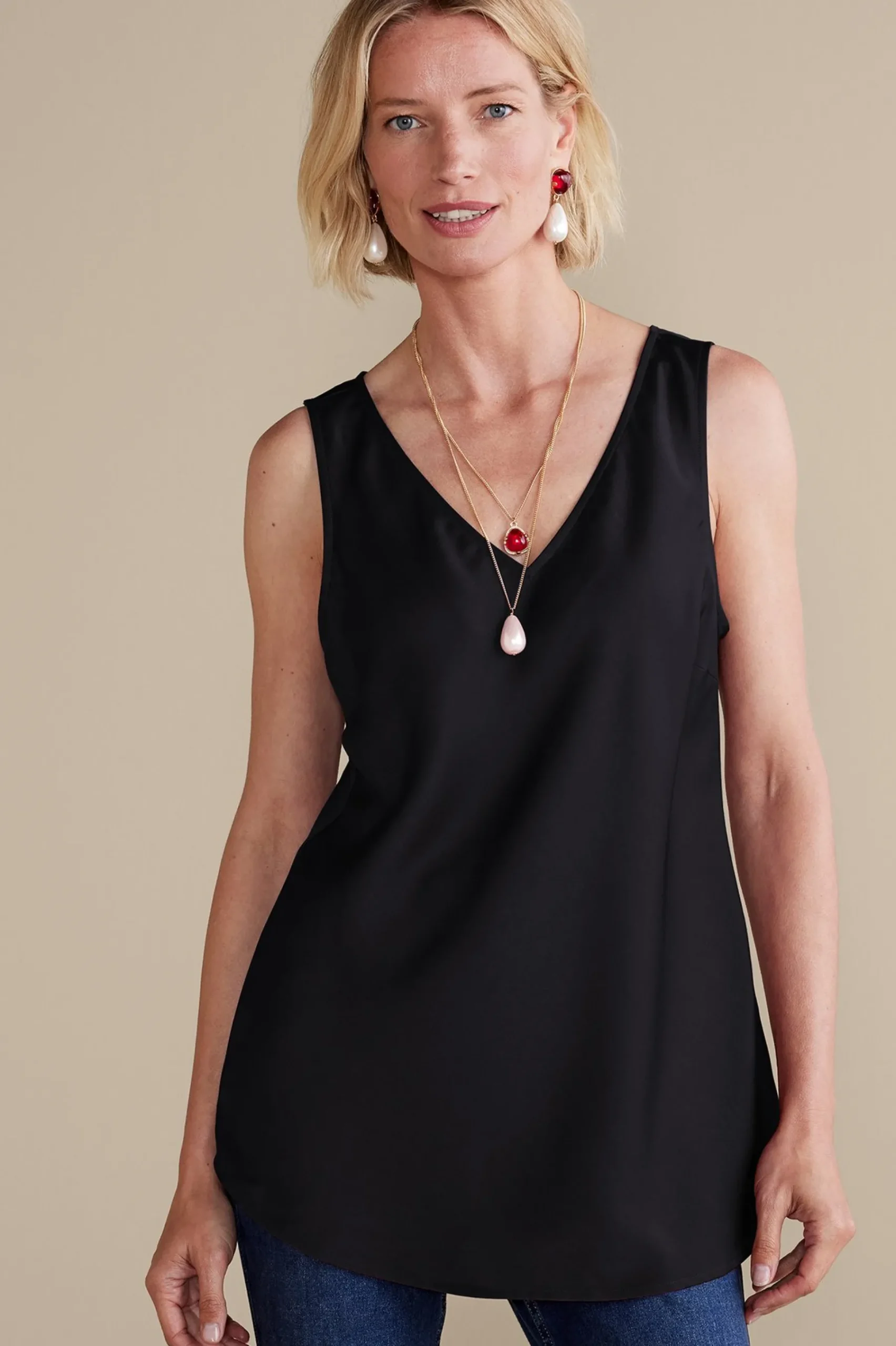 Everyday Styles|sleeveless-Soft Surroundings Selena Tank Cabernet