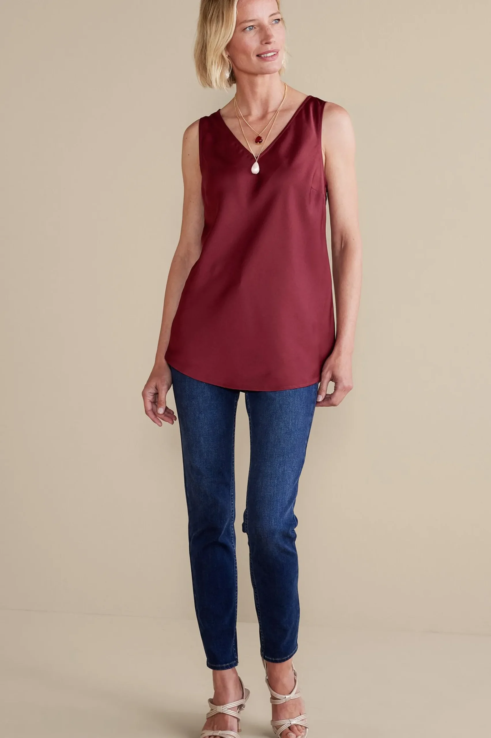 Everyday Styles|sleeveless-Soft Surroundings Selena Tank Cabernet