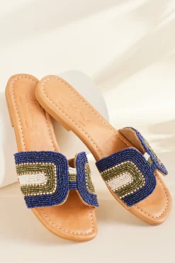 sandals|flats-Soft Surroundings Skemo Cabo Beaded Slide Blue Multi