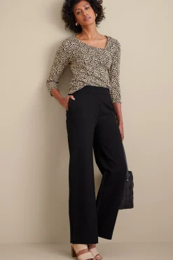 Soft Essential Styles|full length-Soft Surroundings Soft Essential Ponte Wide Leg Pants Black