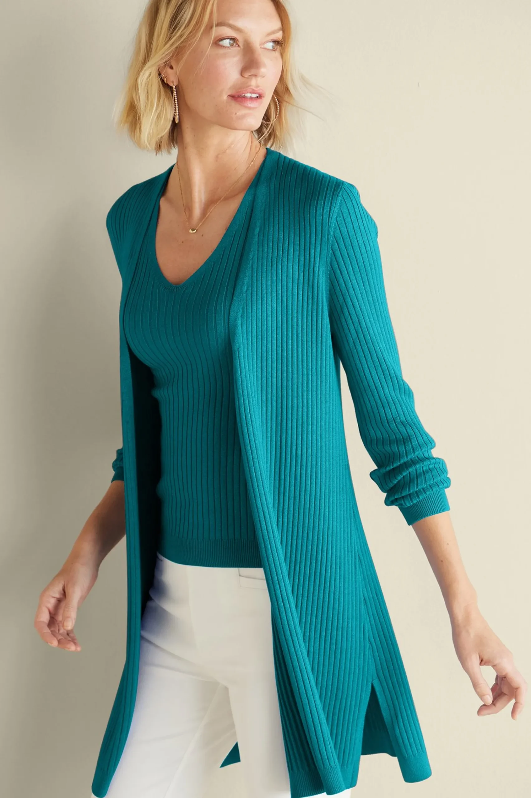 Everyday Styles|Vacation Shop-Soft Surroundings Soft Essential™ Ribbed Long Cardi Black