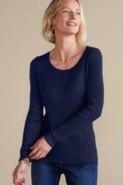Soft Essential Styles|Into The Blues-Soft Surroundings Soft Essential™ Ribbed Pullover Sweater Black