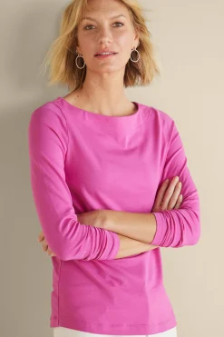 Soft Essential Styles|Into The Blues-Soft Surroundings Soft Essential™ SUPIMA® Long Sleeve Tee Rose Violet
