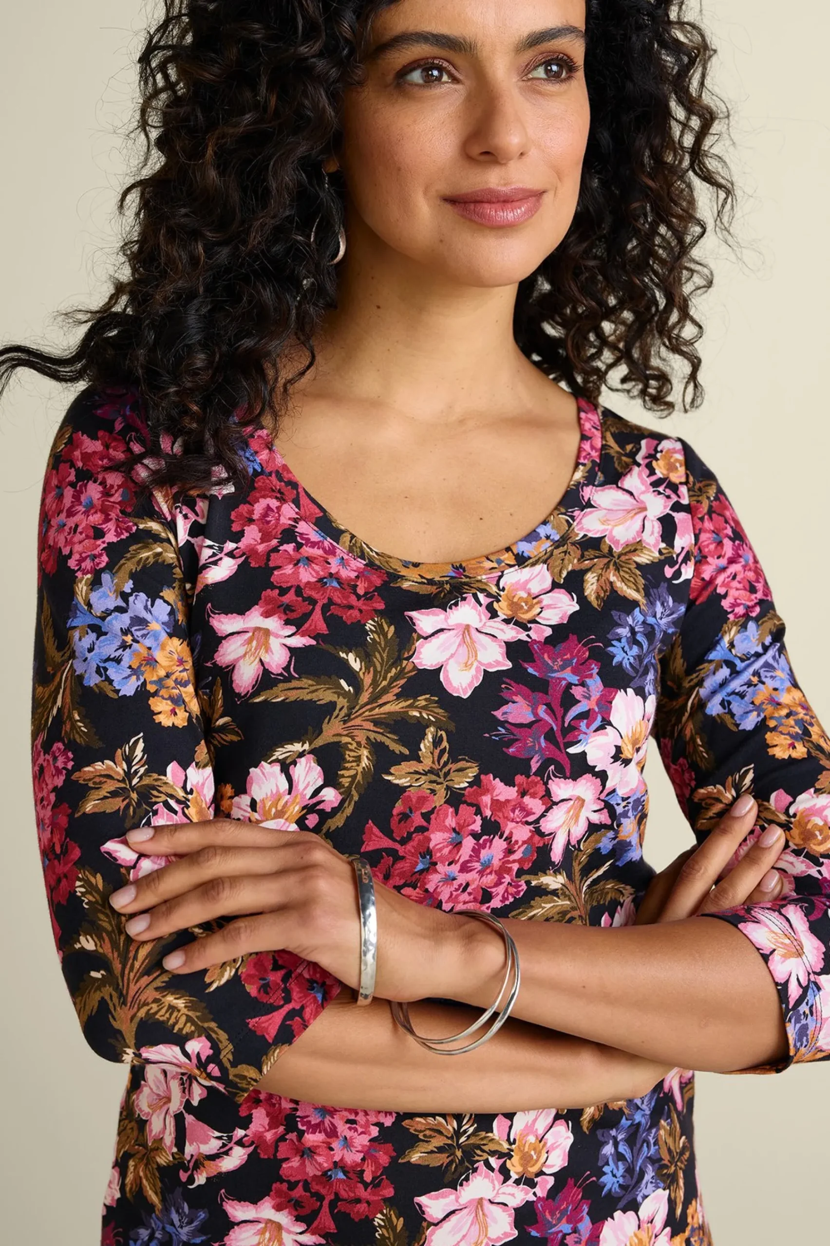 Soft Essential Styles|Feminine Flourish-Soft Surroundings Soft Essential™ SUPIMA® 3/4 Sleeve Tee Black
