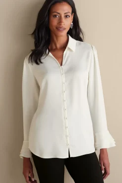 Everyday Styles|long sleeve-Soft Surroundings Sonnet Blouse Ecru