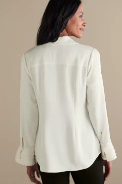 Everyday Styles|long sleeve-Soft Surroundings Sonnet Blouse Ecru