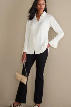 Everyday Styles|long sleeve-Soft Surroundings Sonnet Blouse Ecru