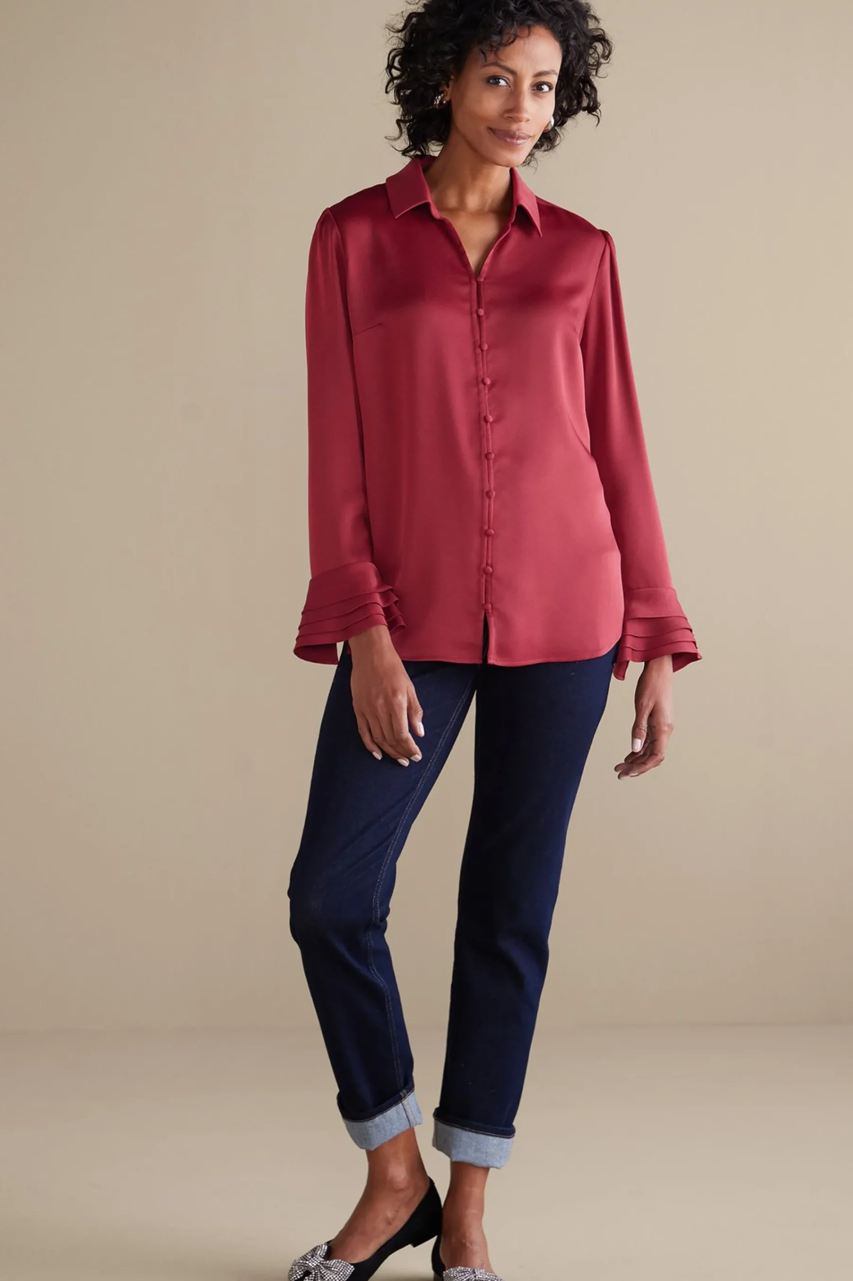 Everyday Styles|long sleeve-Soft Surroundings Sonnet Blouse Ecru