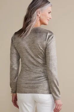 long sleeve|novelty-Soft Surroundings Stella Top Neutral Foil