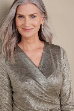 long sleeve|novelty-Soft Surroundings Stella Top Neutral Foil