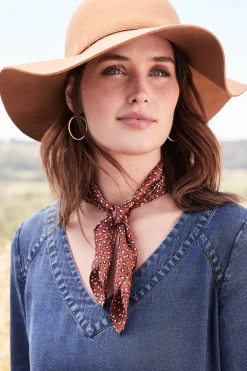 Scarves & Wraps-Soft Surroundings Sylvia Silk Square Scarf Rust Multi