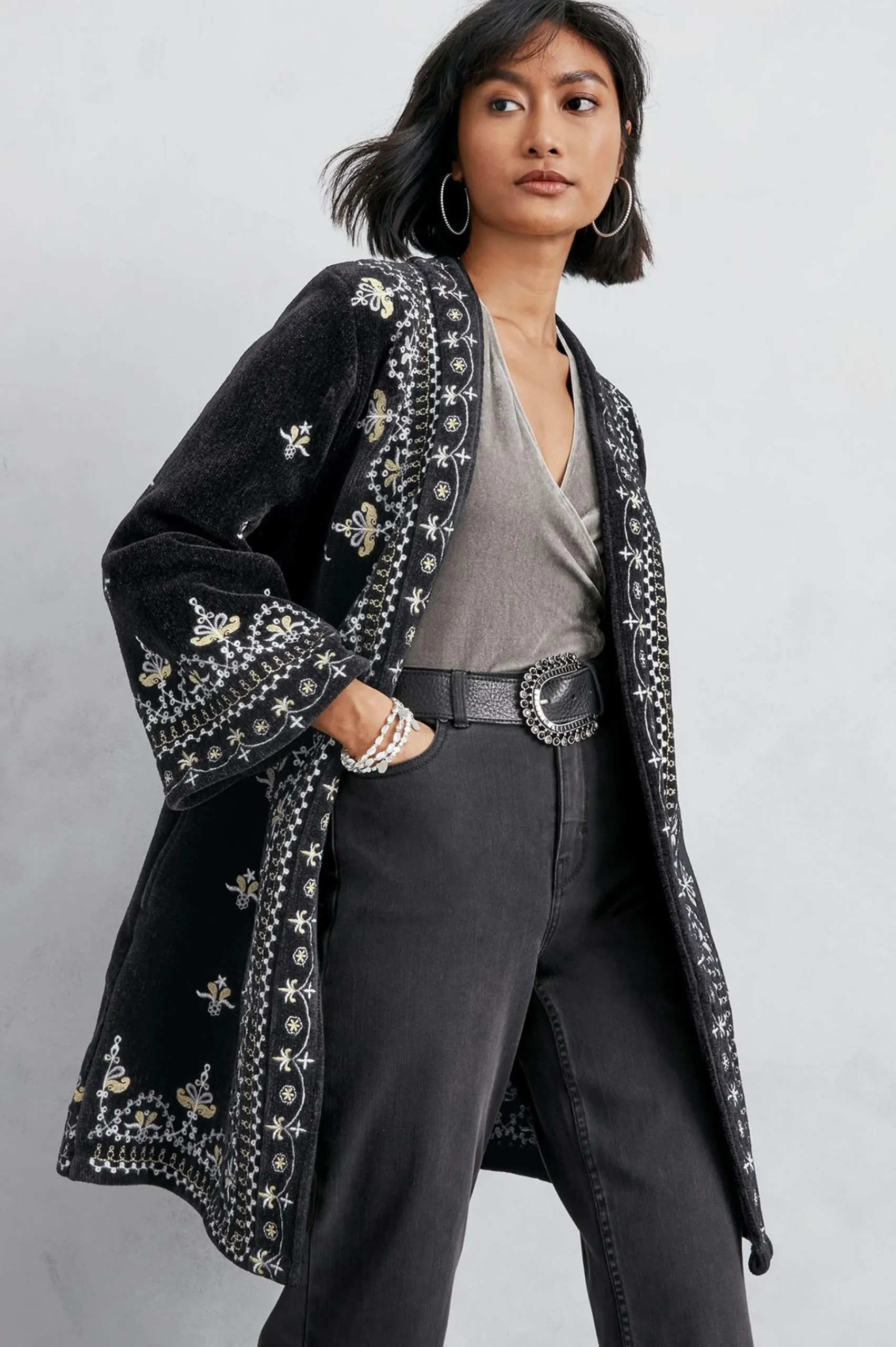 Feminine Flourish|EVelvet Styles-Soft Surroundings Tamaya Kimono Black
