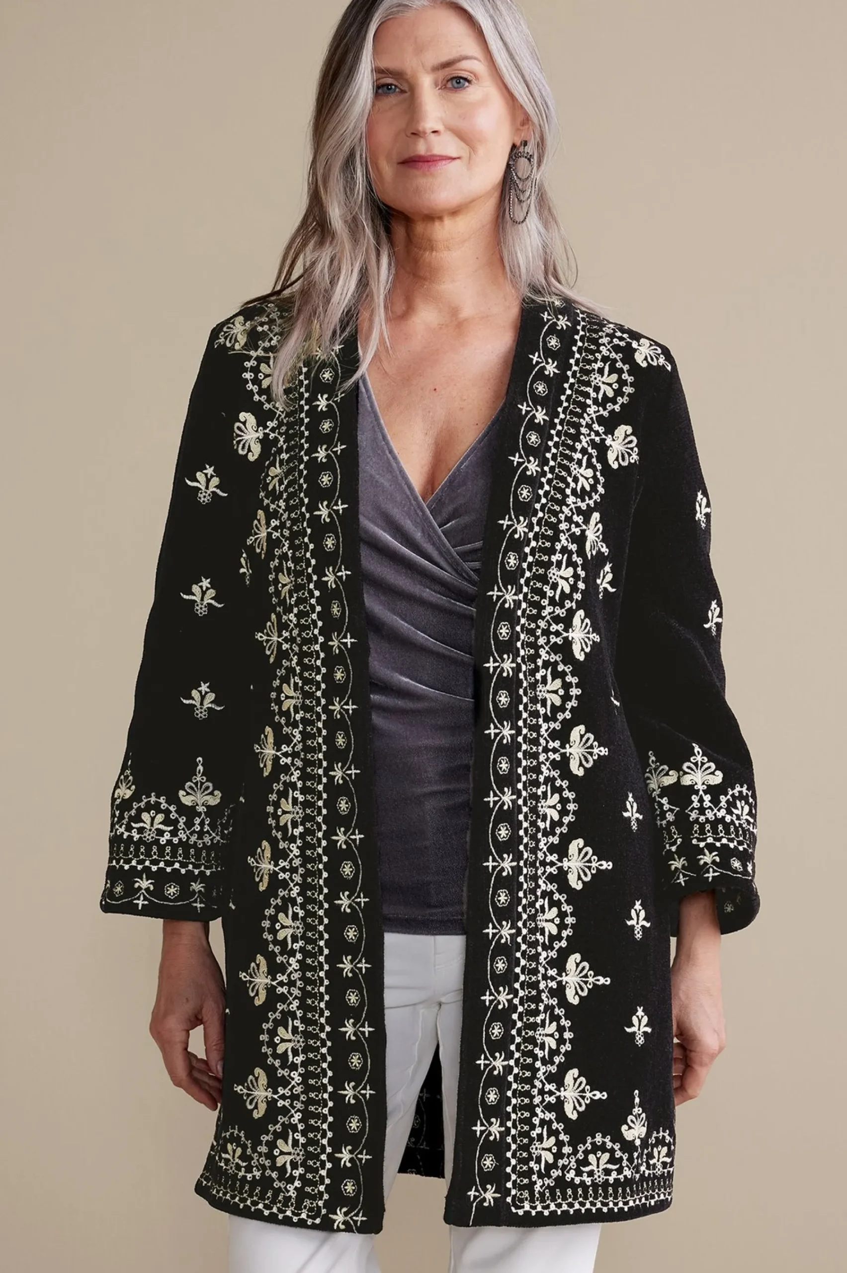 Feminine Flourish|EVelvet Styles-Soft Surroundings Tamaya Kimono Black