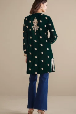 Feminine Flourish|EVelvet Styles-Soft Surroundings Tatianna Velvet Jacket Emerald Green