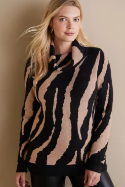 Sweaters & Cardigans|long sleeve-Soft Surroundings Teona Sweater Neutral Animal