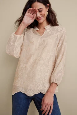 Feminine Flourish|Global Artistry-Soft Surroundings Tresa Lace Top Ivory