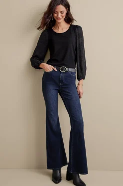 Everyday Styles|Wear Now Styles-Soft Surroundings Ultimate Denim Flare Jeans Tidal Blue Wash