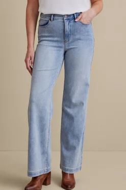 Everyday Styles|Wear Now Styles-Soft Surroundings Ultimate Denim Wide Leg Jeans Moonstone Wash