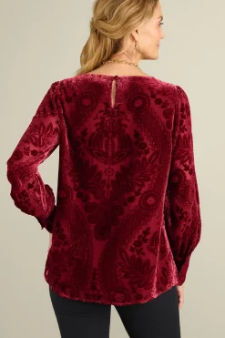 EVelvet Styles|long sleeve-Soft Surroundings Vanetta Velvet Top Jewel Green