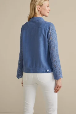 Feminine Flourish|Into The Blues-Soft Surroundings Varese Linen Blend Jacket Colony Blue
