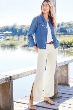 Feminine Flourish|Into The Blues-Soft Surroundings Varese Linen Blend Jacket Colony Blue