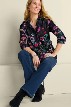 Everyday Styles|EVelvet Styles-Soft Surroundings Velvet Boyfriend Tunic Shirt Dark Copper