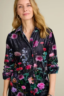 Everyday Styles|EVelvet Styles-Soft Surroundings Velvet Boyfriend Tunic Shirt Dark Copper