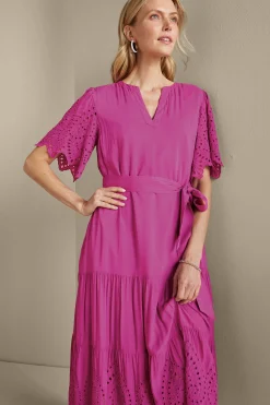 Feminine Flourish|Vacation Shop-Soft Surroundings Verena Eyelet Midi Dress Deep Orchid